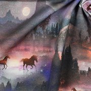 FRENCH TERRY DIGITAL MYSTICAL HORSES LIGHT LAVENDER (thumbnail) #3