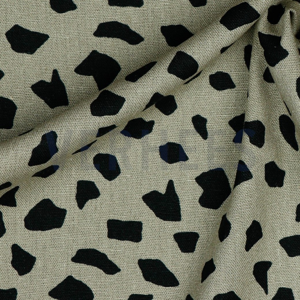 LINEN VISCOSE WASHED DOTS TAUPE #3