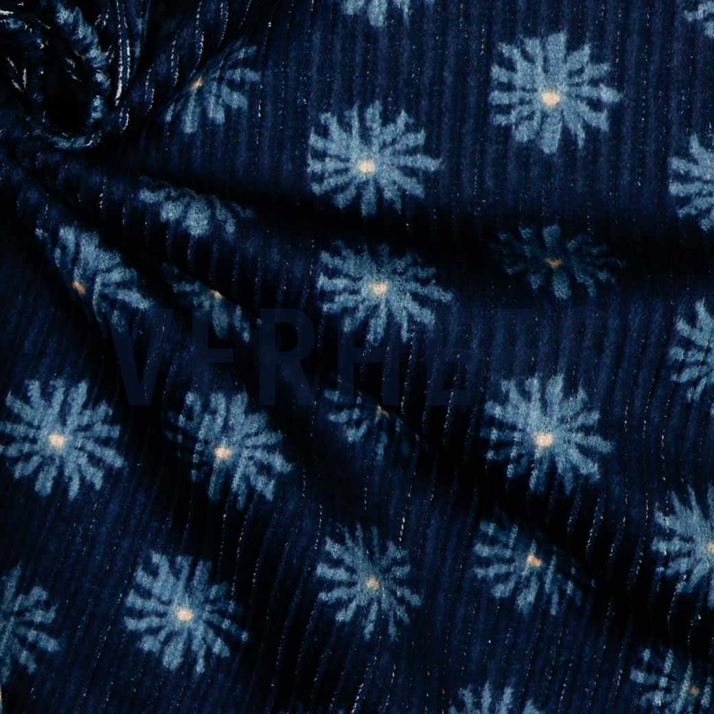WASHED CORDUROY FLOWERS NAVY #3