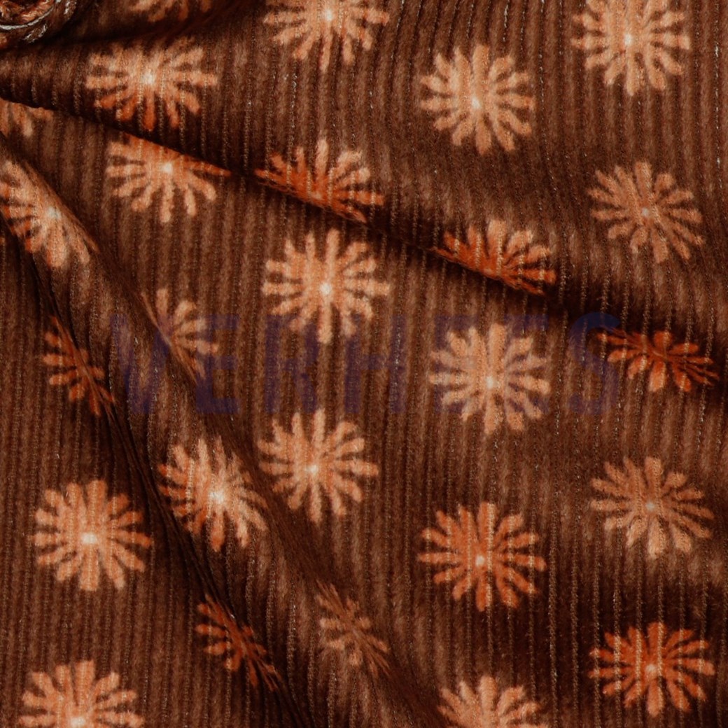 WASHED CORDUROY FLOWERS LIGHT BROWN #3