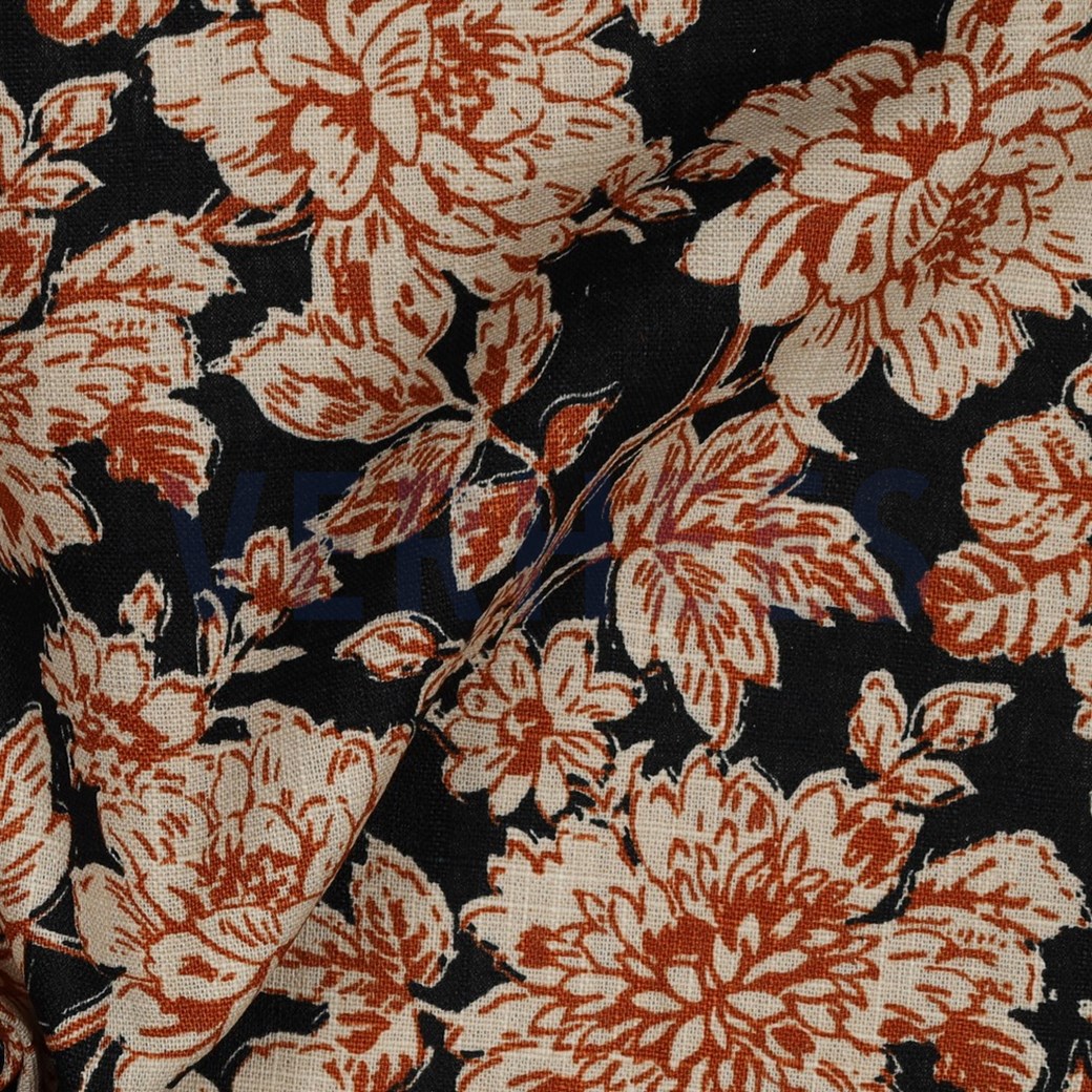 LINEN WASHED FLOWERS NAVY #3