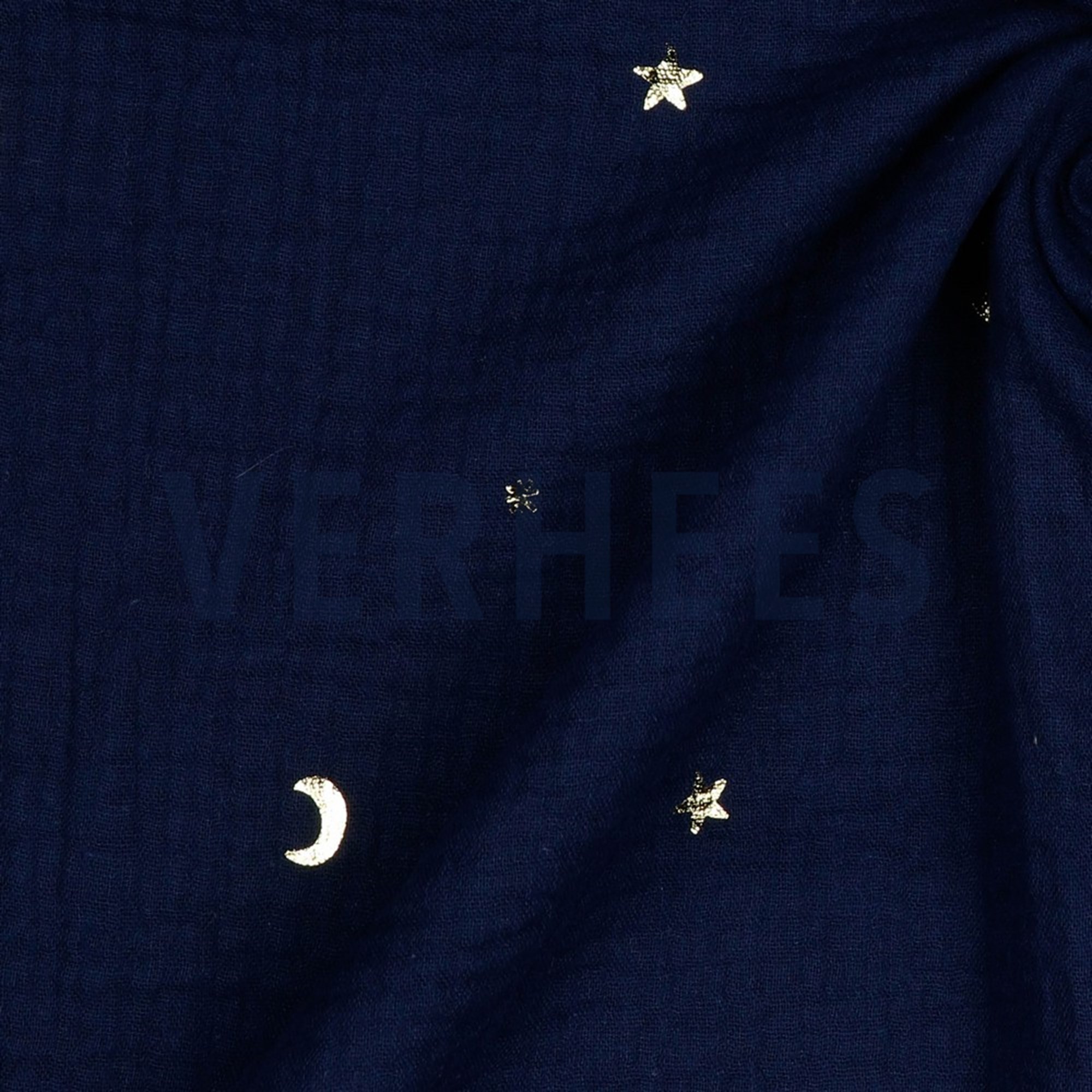 DOUBLE GAUZE FOIL MOON AND STARS NAVY (high resolution) #3