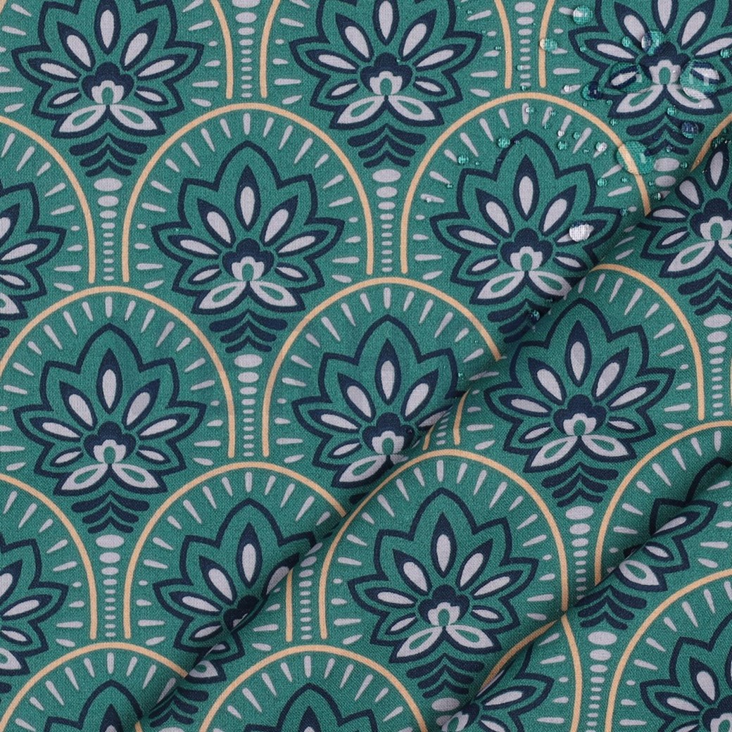 COATED COTTON ABSTRACT TEAL #3