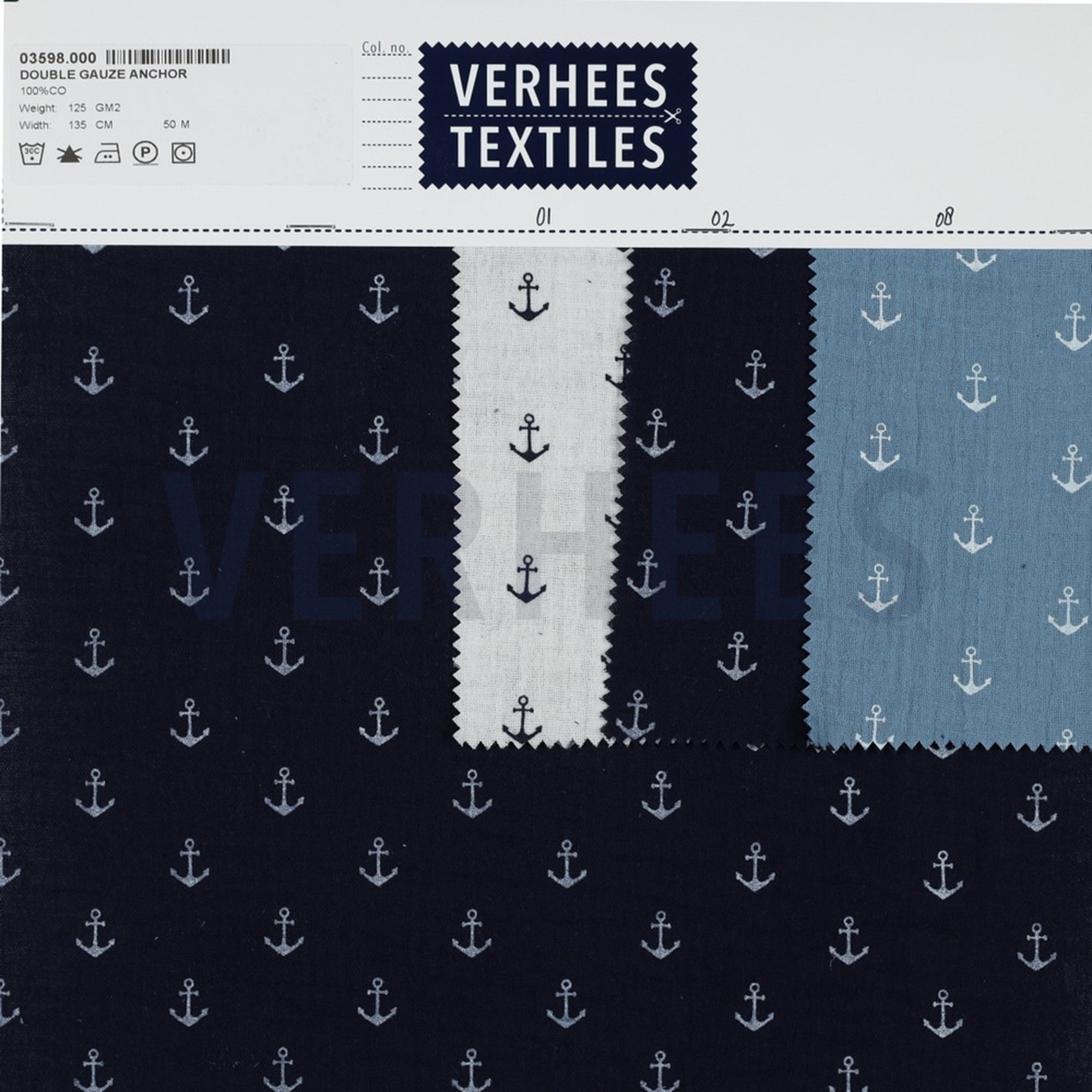 DOUBLE GAUZE ANCHOR WHITE/NAVY (high resolution) #4