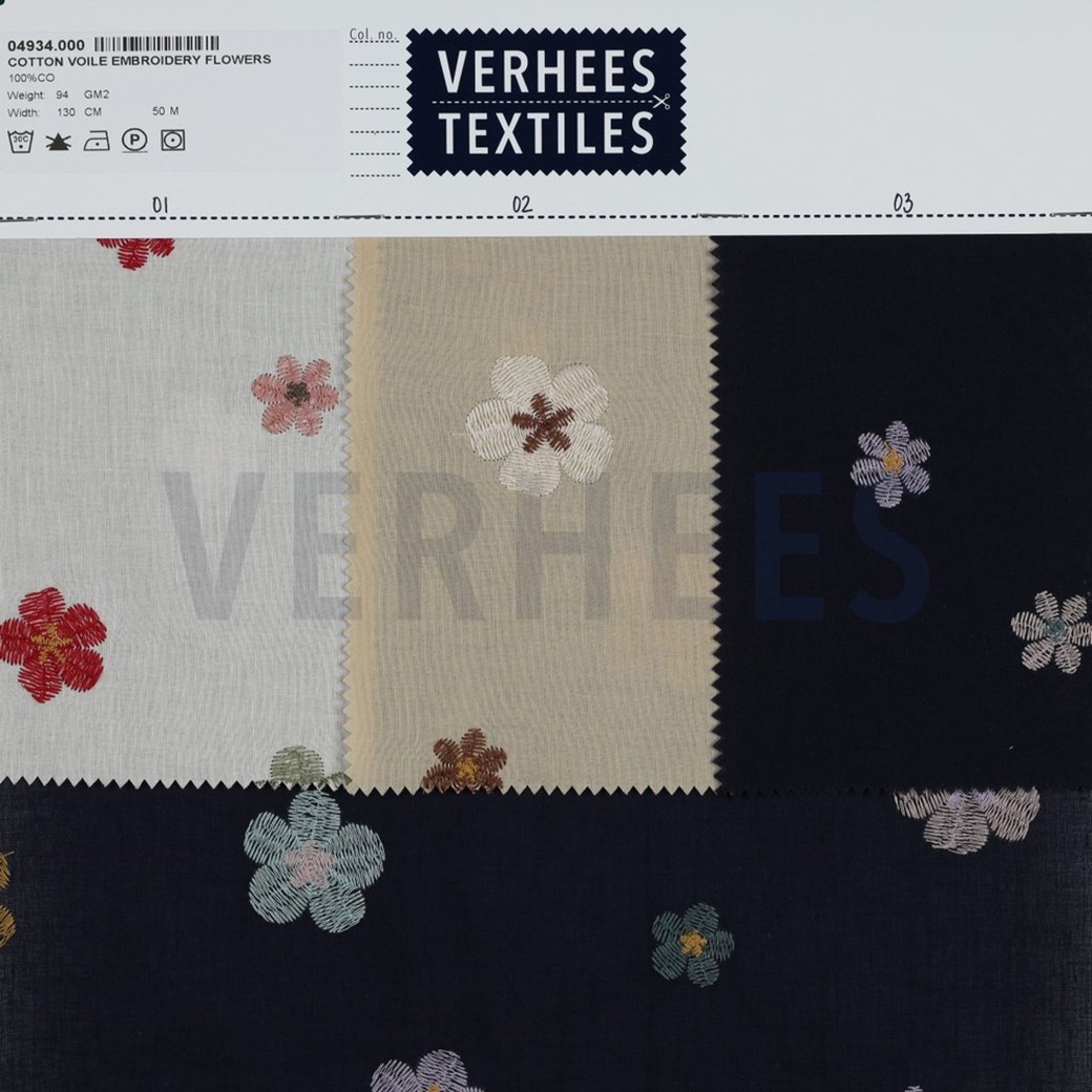 COTTON VOILE EMBROIDERY FLOWERS ECRU #4