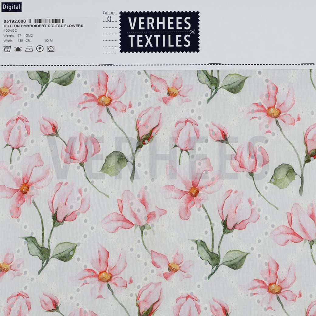 COTTON EMBROIDERY DIGITAL FLOWERS WHITE #4