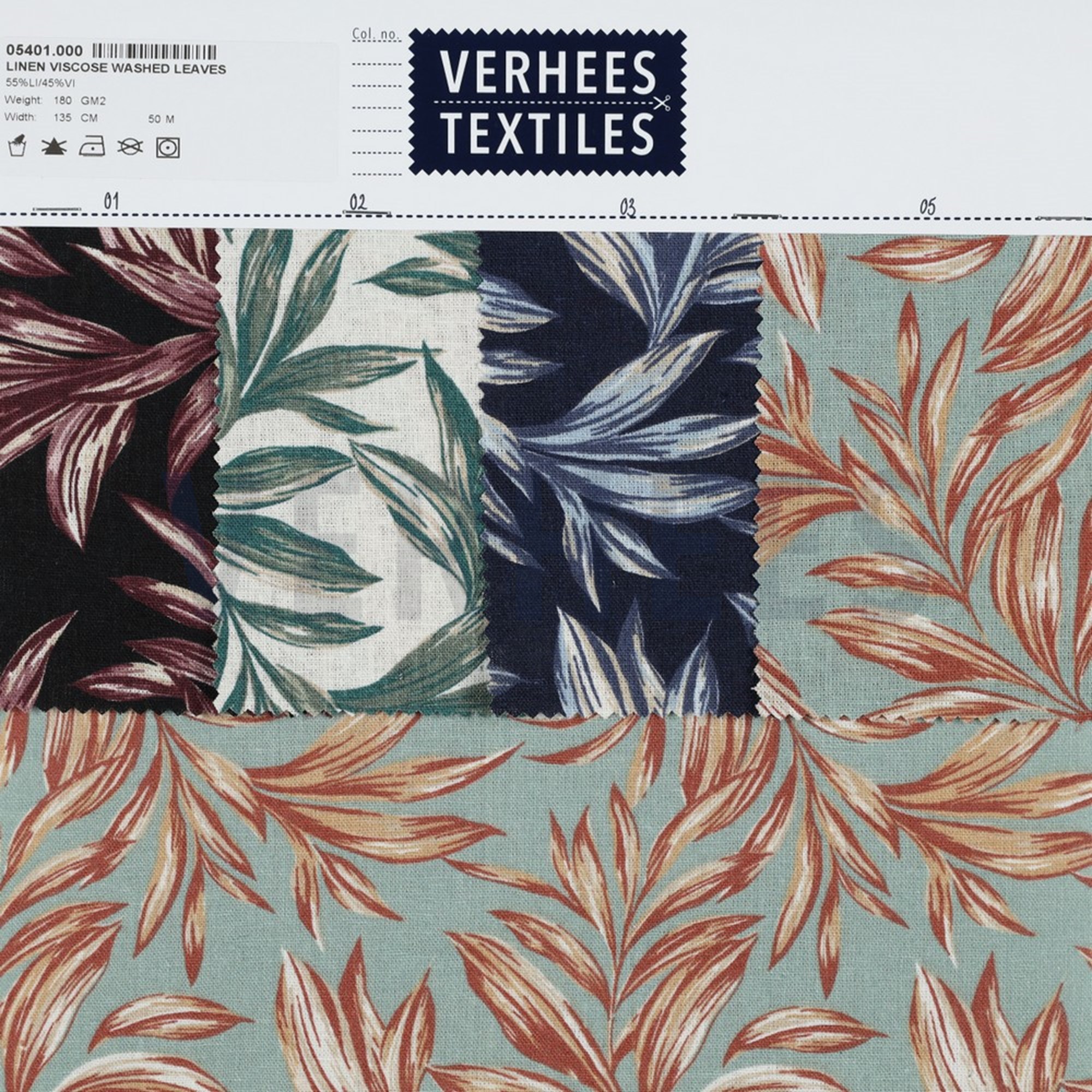 LINEN VISCOSE WASHED LEAVES NAVY (high resolution) #4