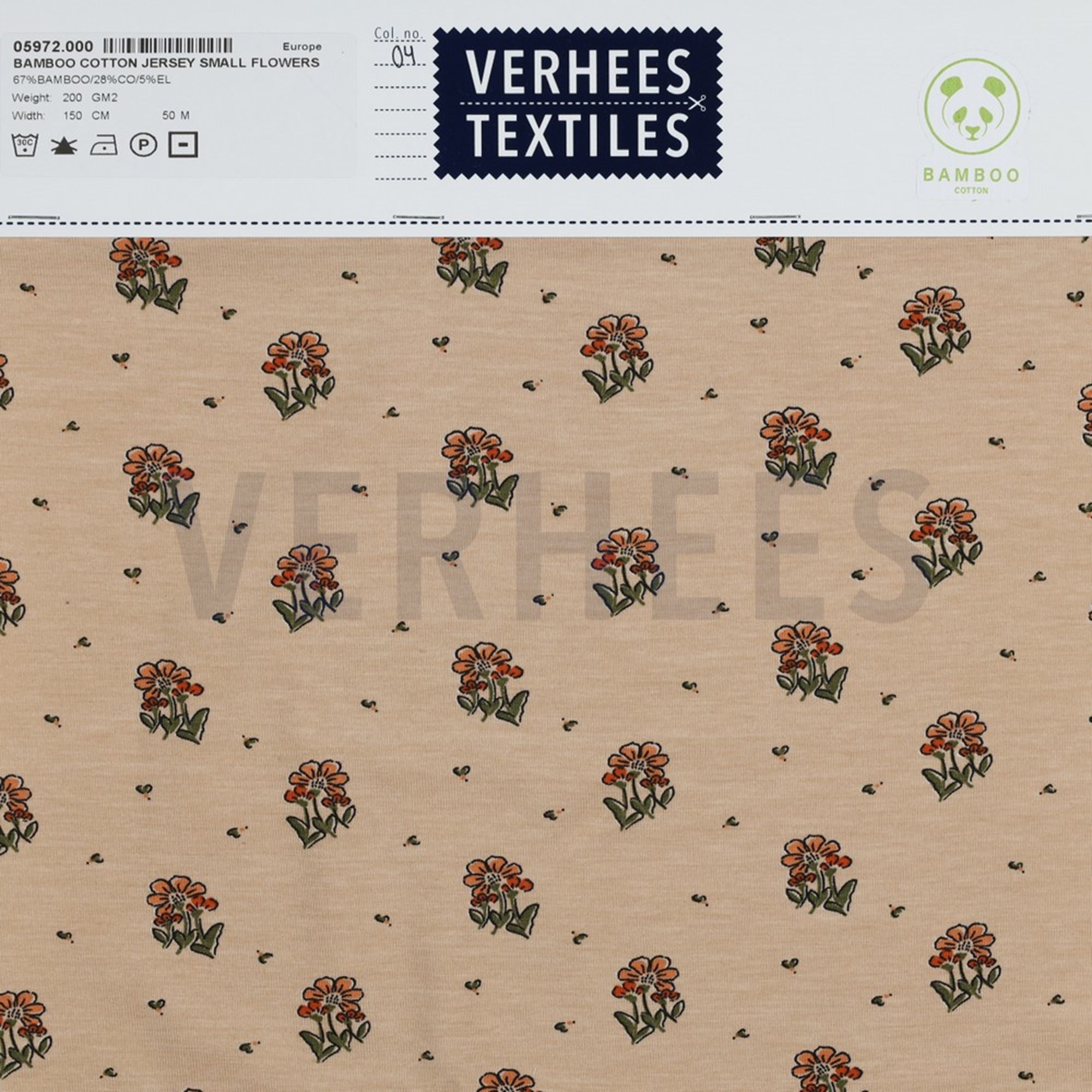 BAMBOO COTTON JERSEY SMALL FLOWERS SAND (high resolution) #4