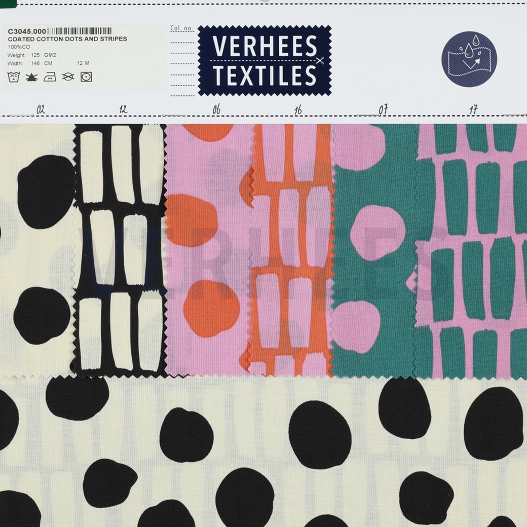 COATED COTTON DOTS AND STRIPES PETROL #4